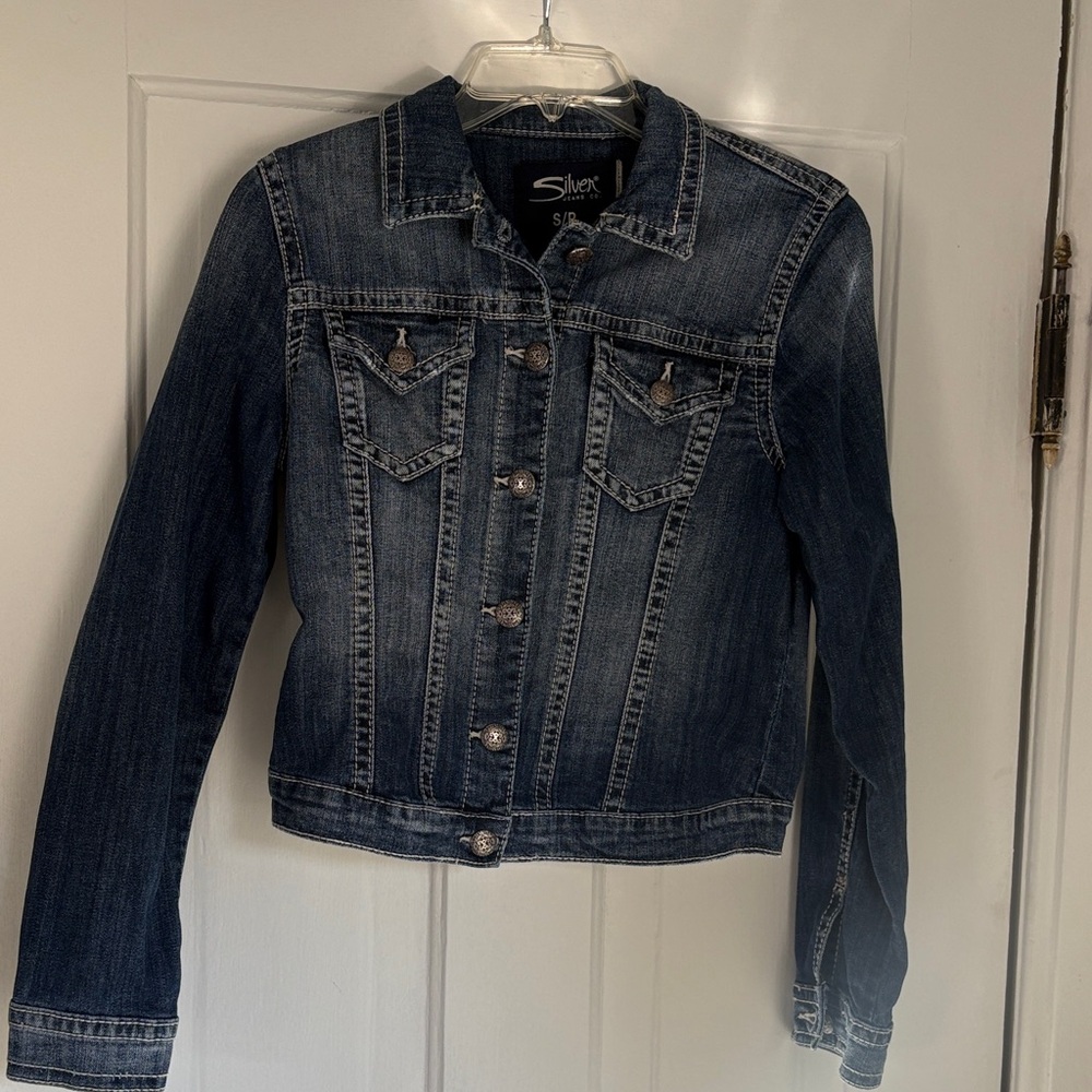Silver cropped jean jacket